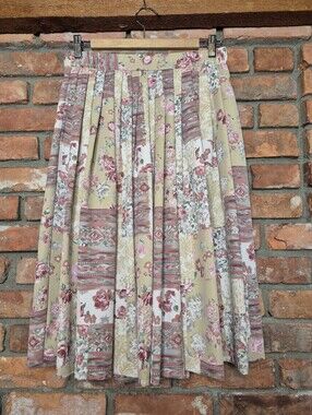 Principles Petite Floral Pleated Midi Skirt Pockets Cottagecore Size 12P